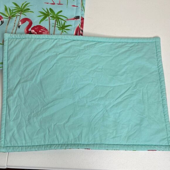 Handmade Flamingo Placemats Napkins Set 4 Aqua Blue Pink Novelty Fun Dining - Picture 5 of 9